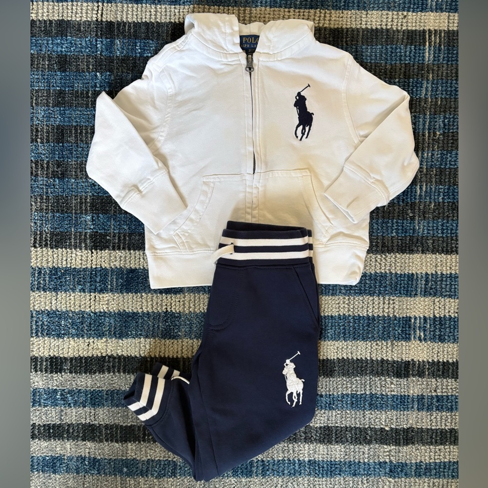 Ralph Lauren White and Navy Hoodie and Jogger Set
